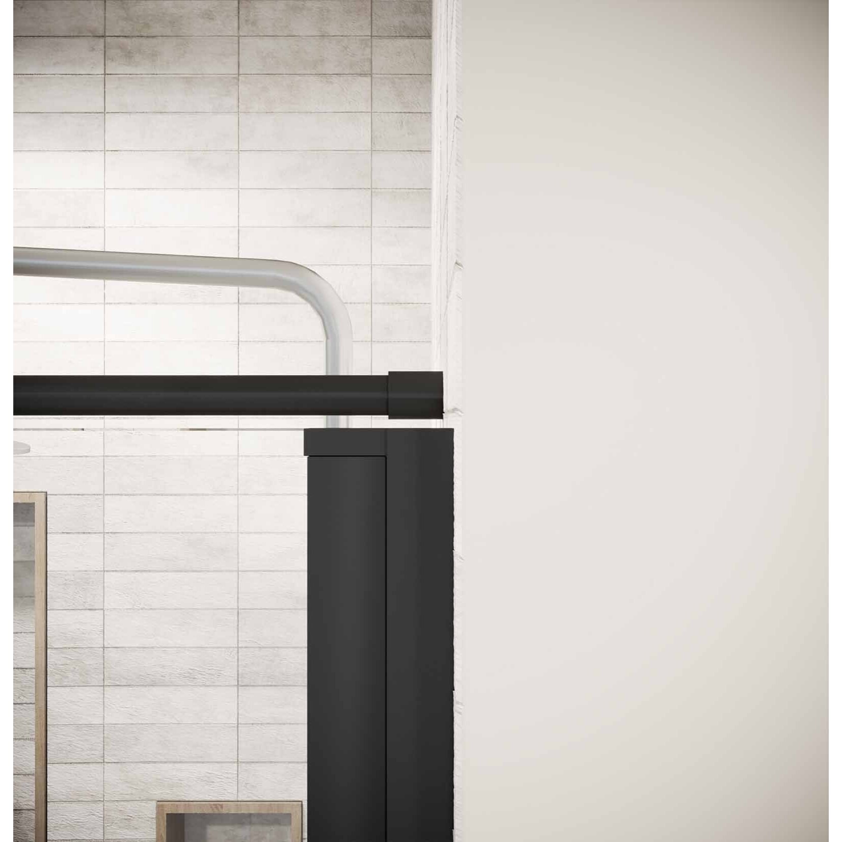 Porte de Douche Pivotante 70x180cm et Retour 90cm - Profil Noir - Verre 5mm - DARK ELEMENTARY