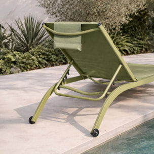 Lot de 2 chaises longues en acier inoxydable vert NAPOLI