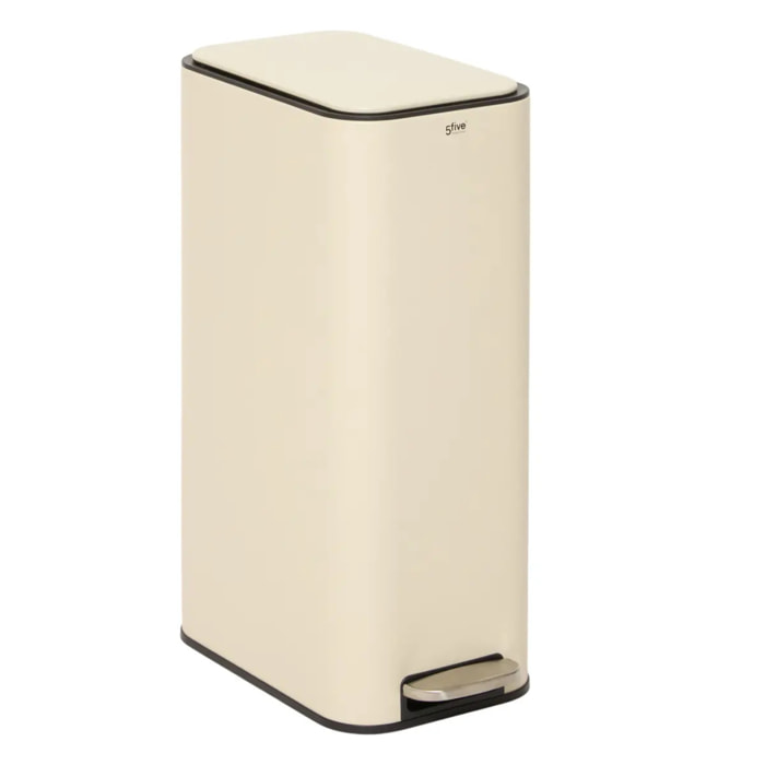 Poubelle slim rectangulaire à pédale Delta 30L argile