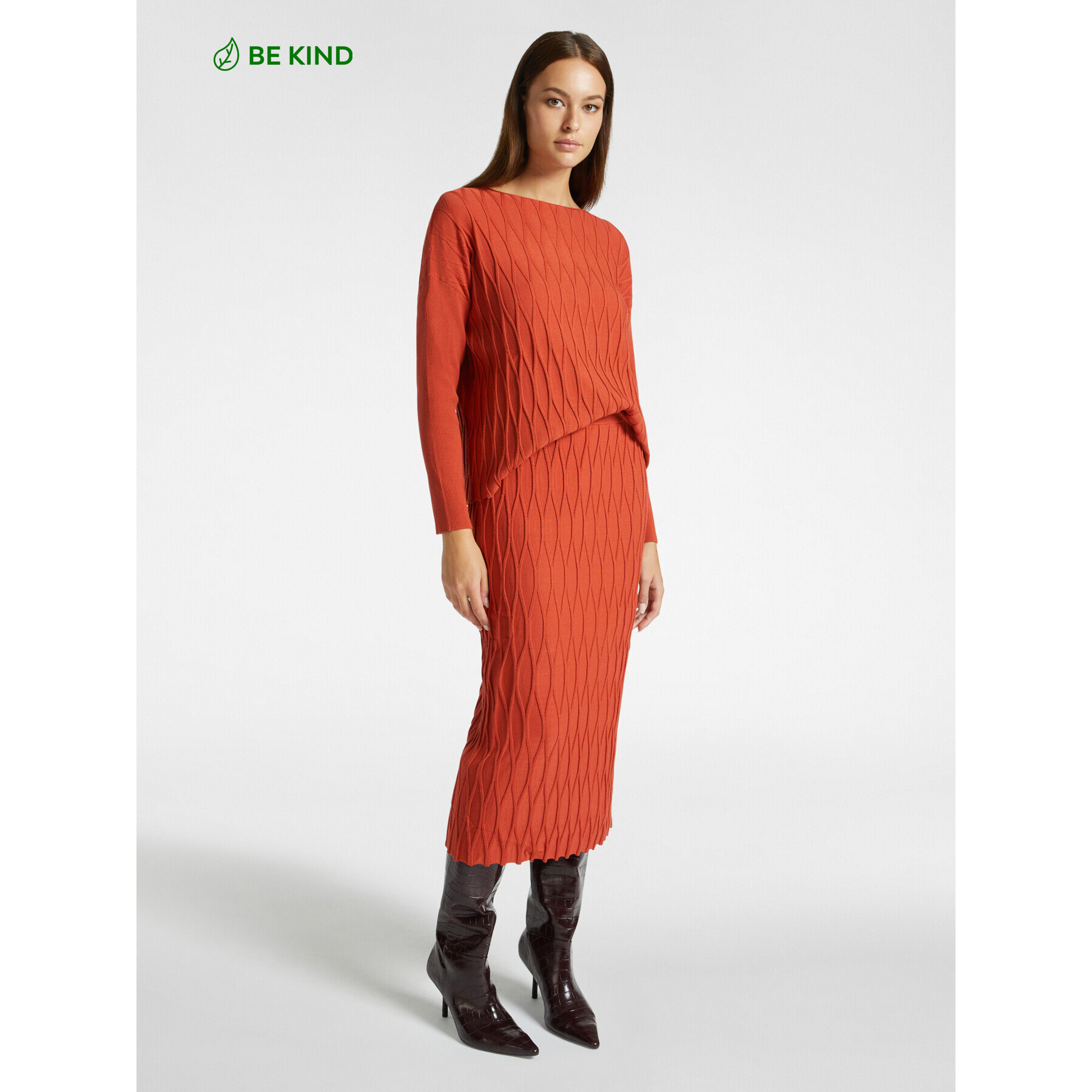 Elena Mirò - Gonna in filato di viscosa LENZING™ ECOVERO™ - Arancione