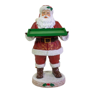 Babbo natale in resina con vassoio rosso cm53x48h93
