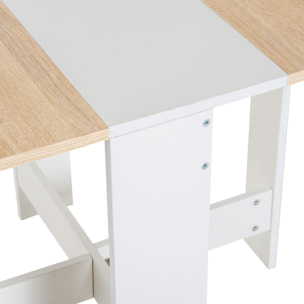 HOMCOM Table de cuisine pliable 103L x 76l x 74H cm panneaux particules bicolore chêne blanc