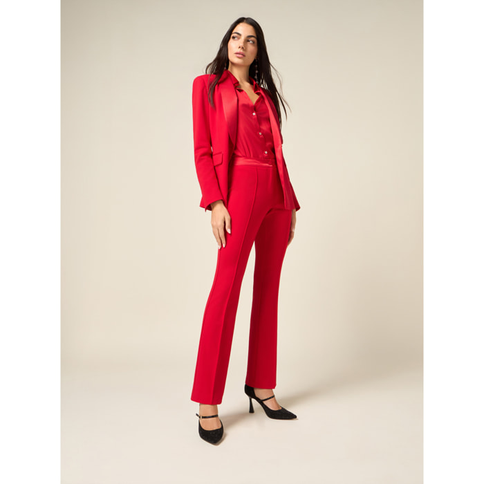 Oltre - Pantaloni flare in tessuto crêpe - Rosso