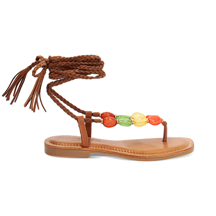Sandali bassi donna cognac
