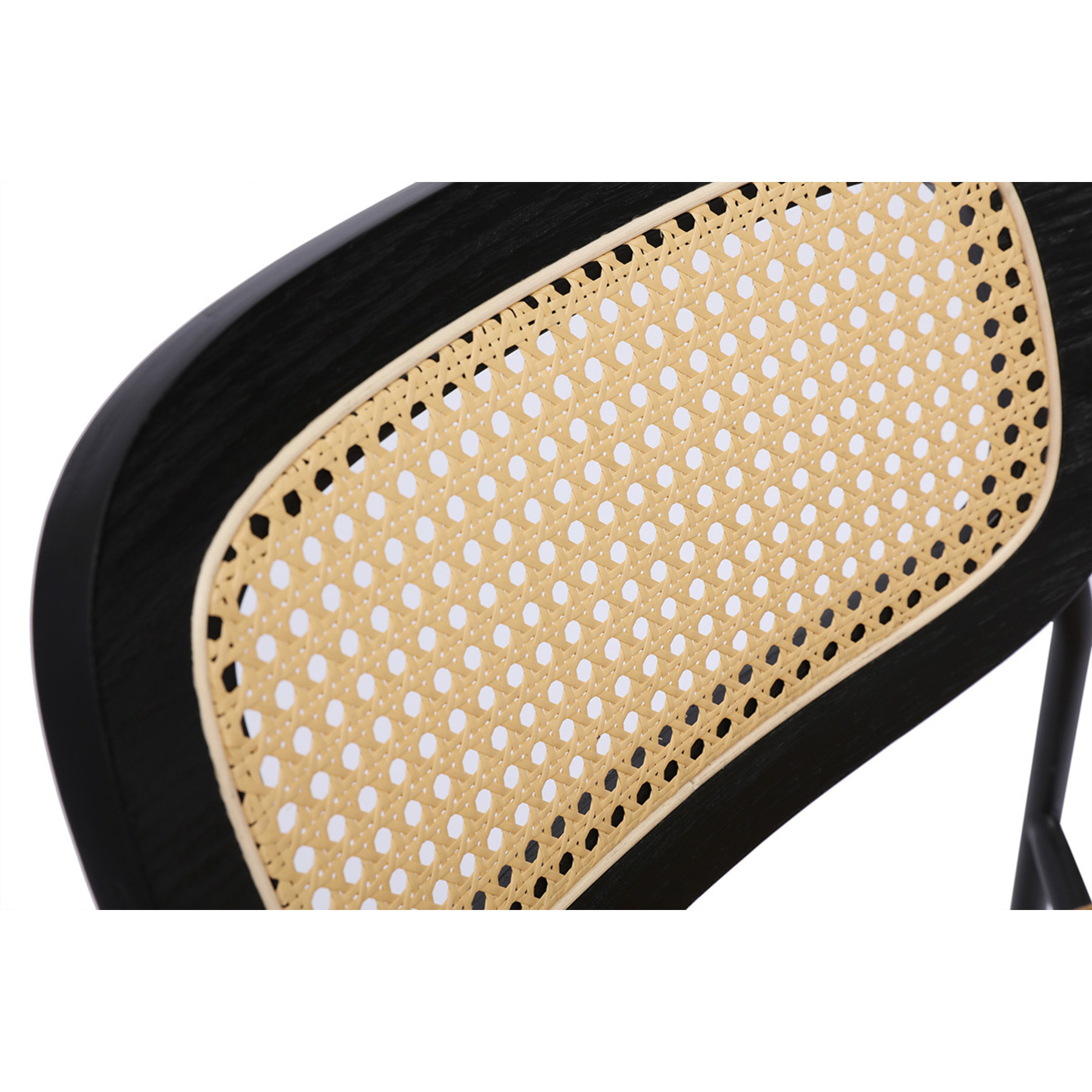 Chaises design en tissu effet velours texturé terre brulée, métal noir et cannage rotin (lot de 2) MIRANDA