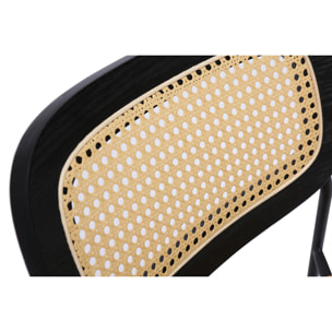 Chaises design en tissu effet velours texturé terre brulée, métal noir et cannage rotin (lot de 2) MIRANDA
