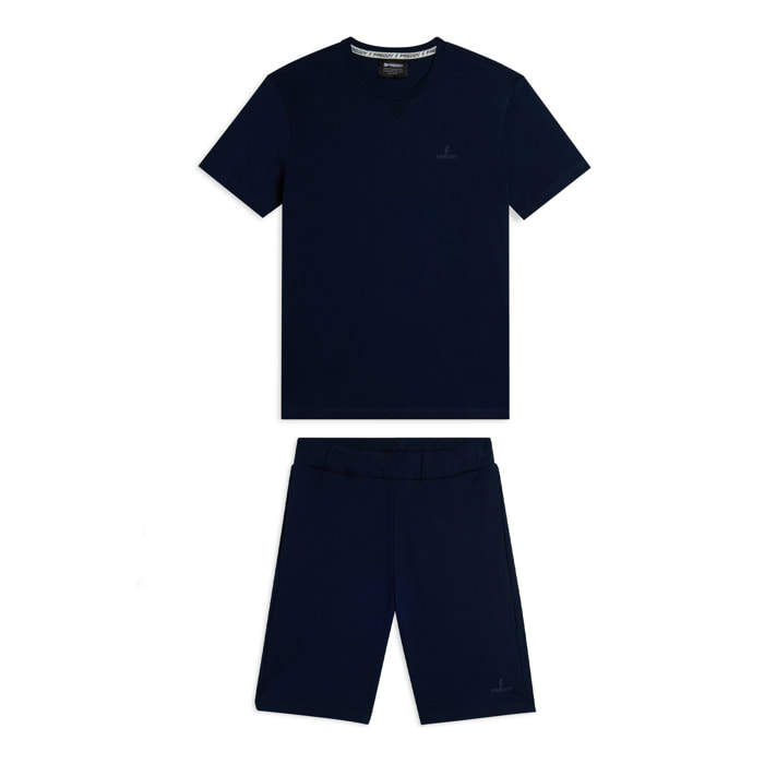 Completo sportivo in cotone con t-shirt e bermuda
