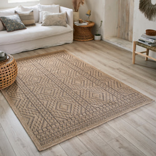 Nature - tapis aspect jute à motifs losanges marron