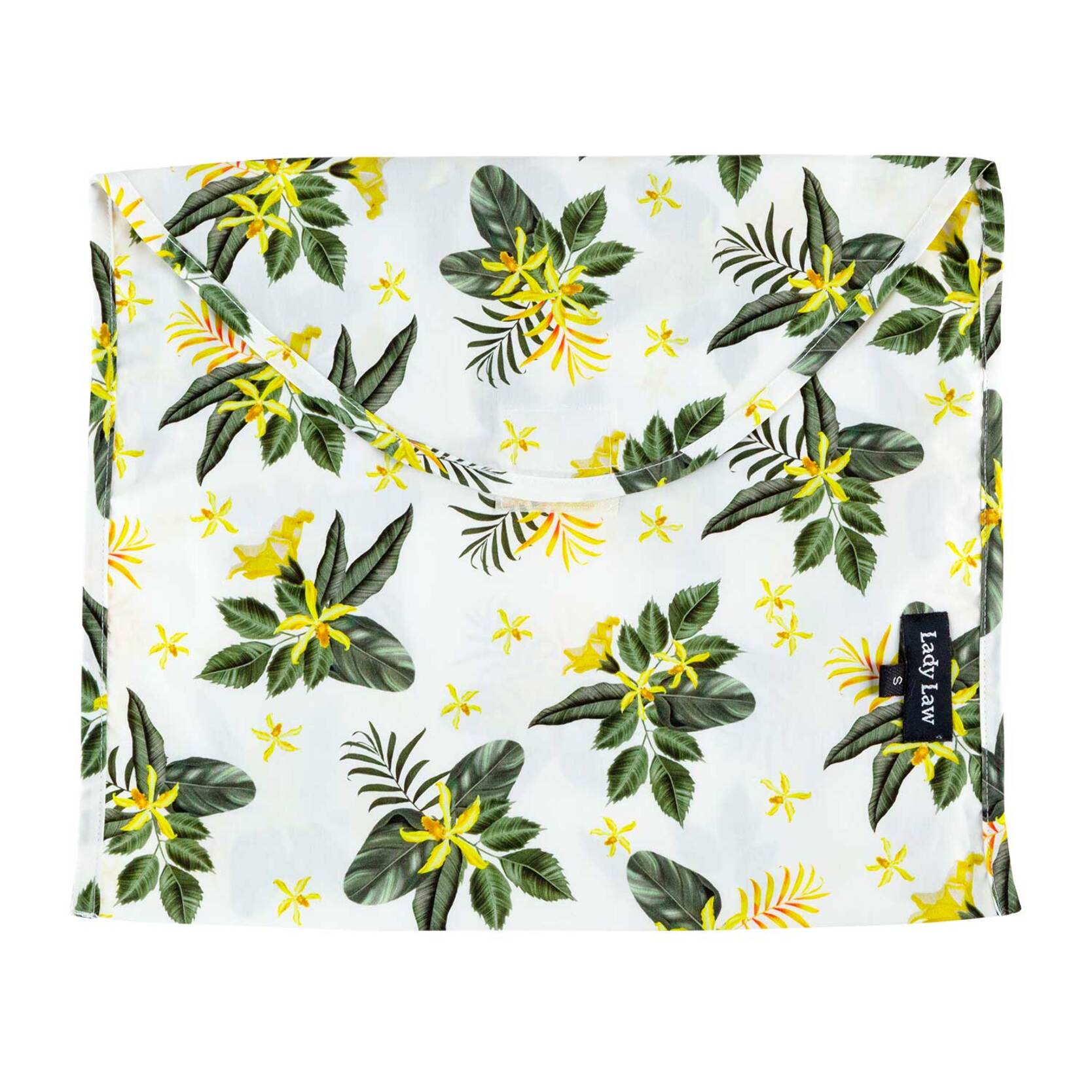 Pigiama leggero DONNA cotone bianco fiori gialli e verdi