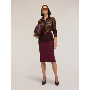Motivi - Falda tubo en punto Milano - Burgundy