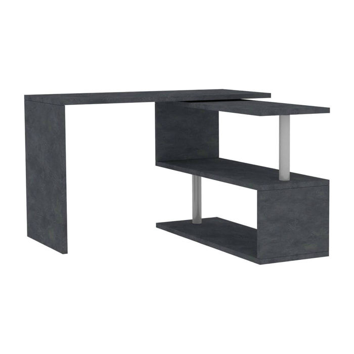 Scrivania Topazio, Scrittoio angolare porta PC, Tavolo multiuso per ufficio, Scrivania salvaspazio multiposizione, 100% Made in Italy, cm 120x50h75, Antracite