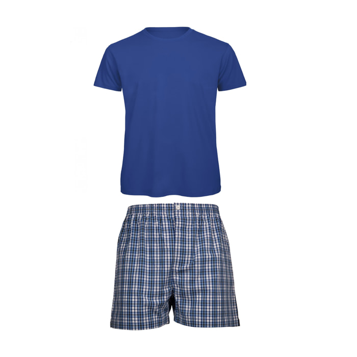 Pigiama leggero UOMO cotone quadretto bianco. ROYAL. ROYAL scuro