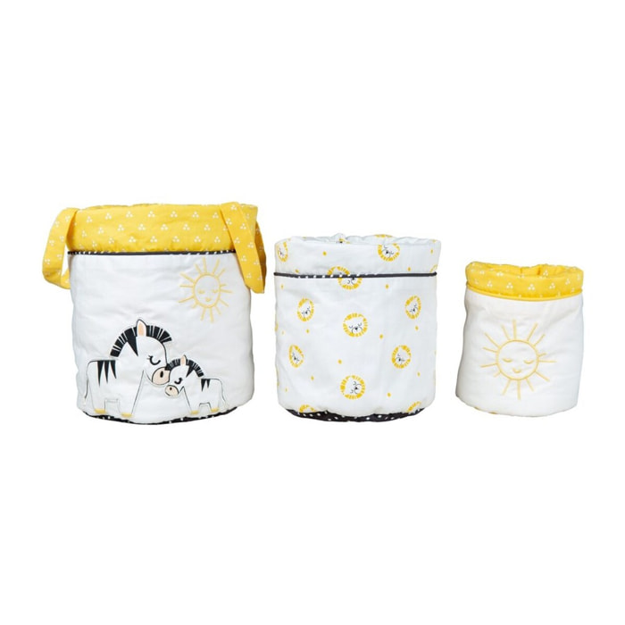 Lot de 3 panieres gigognes en coton blanc