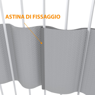 Schermo Privacy In PVC Per Recizioni A Doppia Sbarra Doppio Picchetto Rete Frangivista 650 g/m² 35 m x 19 cm Con Clip Fissaggio Grigio Chiaro