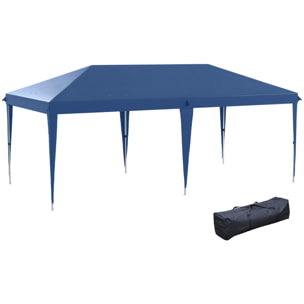 Carpa Plegable 6x3 m Cenador de Jardín con Altura Ajustable en 3 Niveles Bolsa de Transporte Anti-UV y Marco de Acero Carpa de Jardín para Patio Terraza Azul