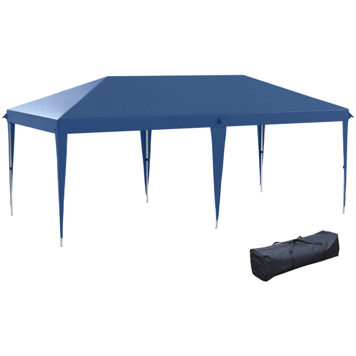 Carpa Plegable 6x3 m Cenador de Jardín con Altura Ajustable en 3 Niveles Bolsa de Transporte Anti-UV y Marco de Acero Carpa de Jardín para Patio Terraza Azul