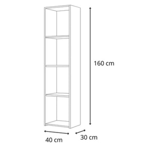 Libreria chiusa LONI 160x40 cm grigia con anta e ripiani interni