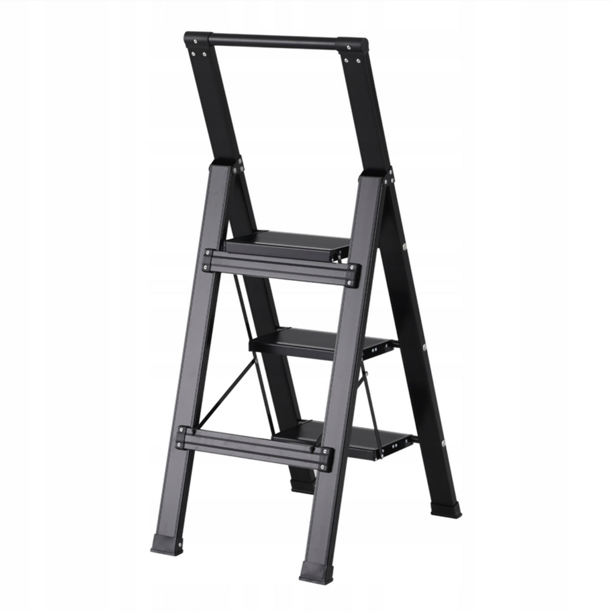 Scala piatta 3 Gradini in alluminio nera antiscivolo uso domestico 150 kg