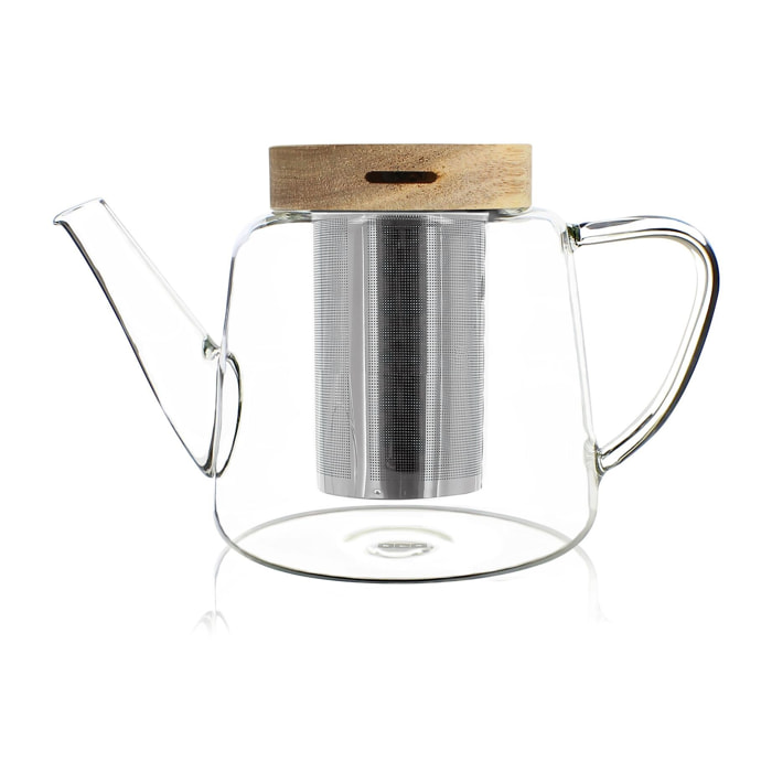 Théière en verre et couvercle en bois 680ml  GUSTAVE