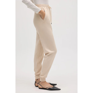 Pantaloni jogger fluidi color avorio