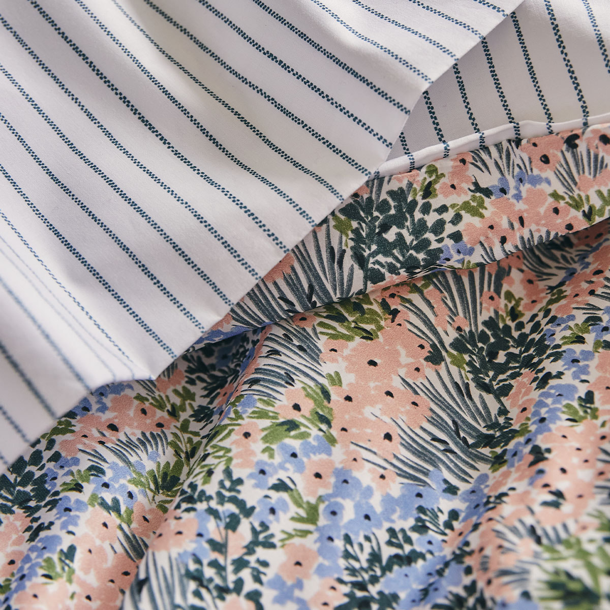 Parure de lit Housse de couette + Taie carrée en percale de coton, BOSQUET, Multicolore