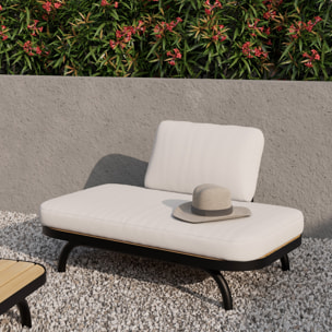 Fauteuil de jardin 2 places blanc cassé et pieds en métal noir - Samba