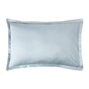 Taie d'oreiller imprimée en satin de coton bio, SHALIMAR, Bleu baltique
