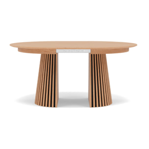 Freya - table à manger ronde extensible - effet bois - 4 à 8 personnes - Bois