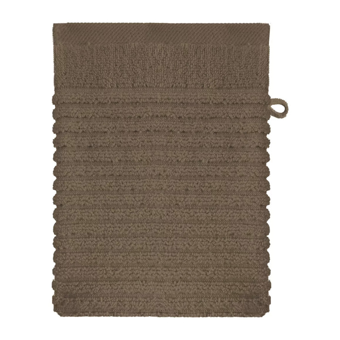 Gant de toilette pur coton 575 g/m² uni brun marron Vitae chocolat