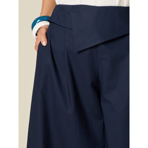 Oltre - Pantaloni wide leg con baschina in vita - Blu