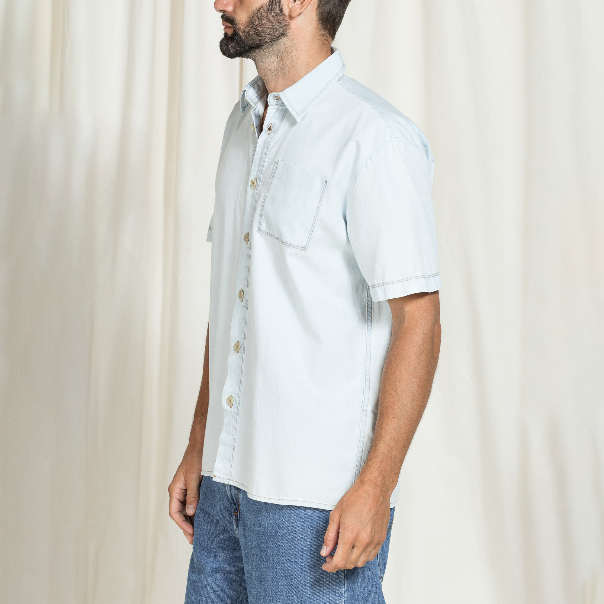 CAMICIA MANICA CORTA IN DENIM REPLICA LEGGERO