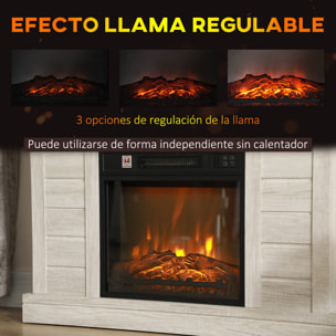 Chimenea Eléctrica 1800W Chimenea Decorativa con Efecto de Llama Mando a Distancia Temporizador Semanal Protección Contra Sobrecalentamiento para Sala 30 m² Gris Claro