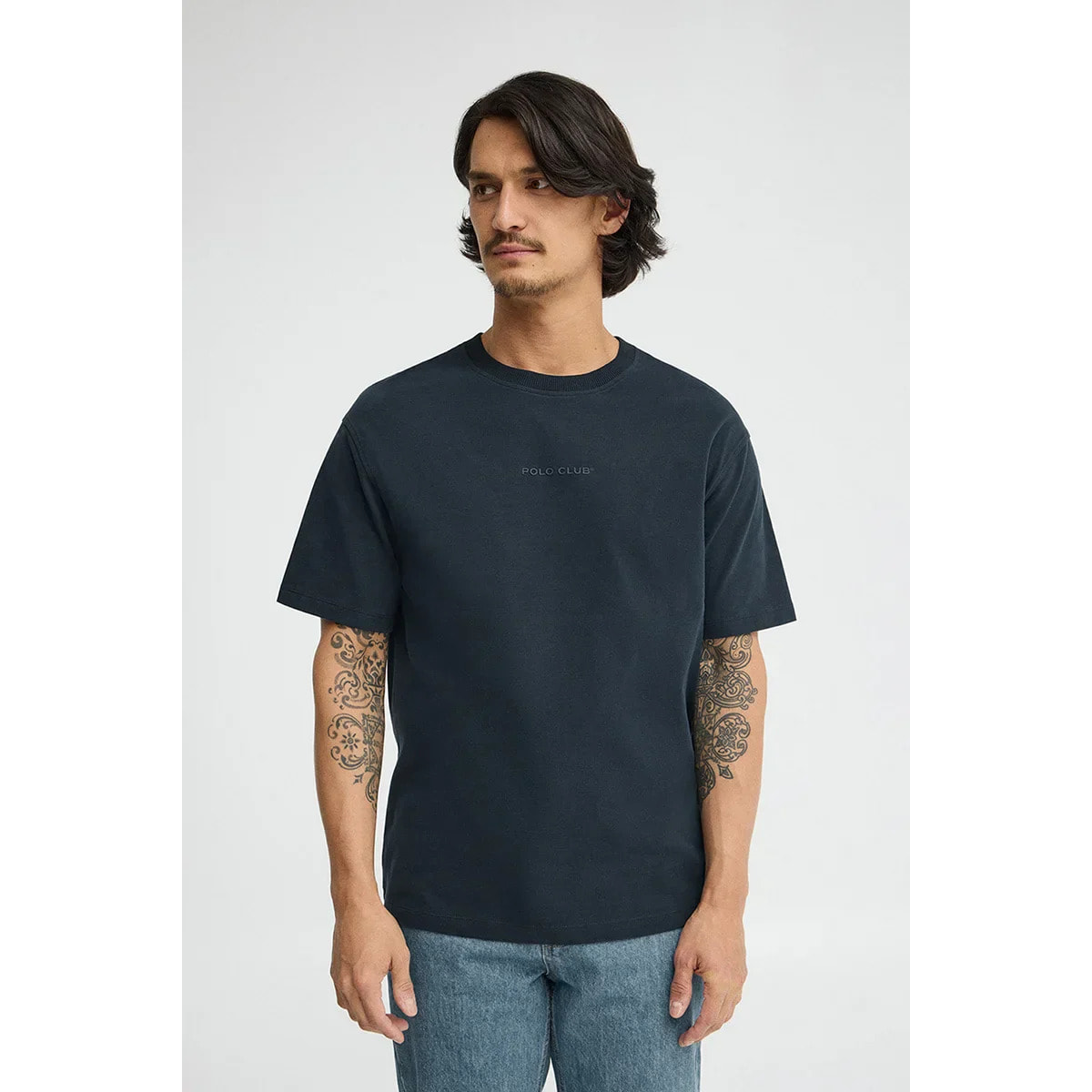 Camiseta azul marino de corte relajado con logo engomado Polo Club