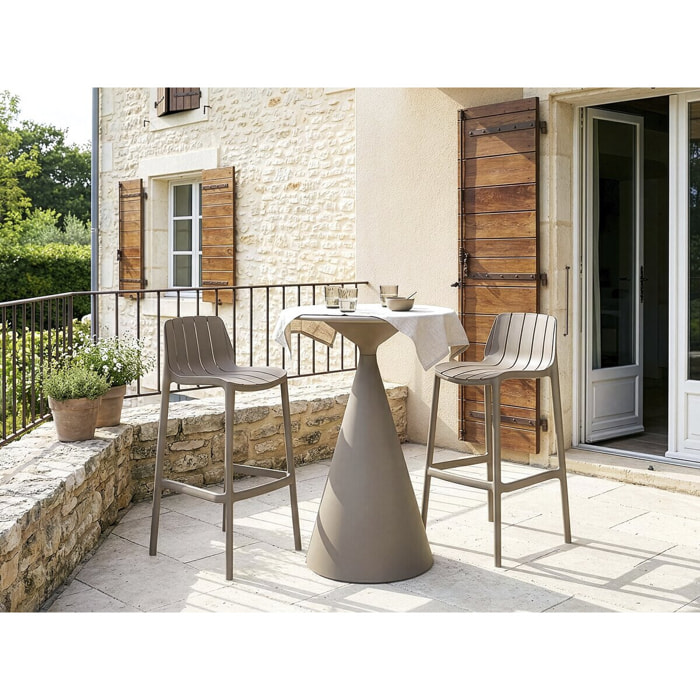 Lot de 2 chaises hautes de jardin empilable "Vaena" - Taupe