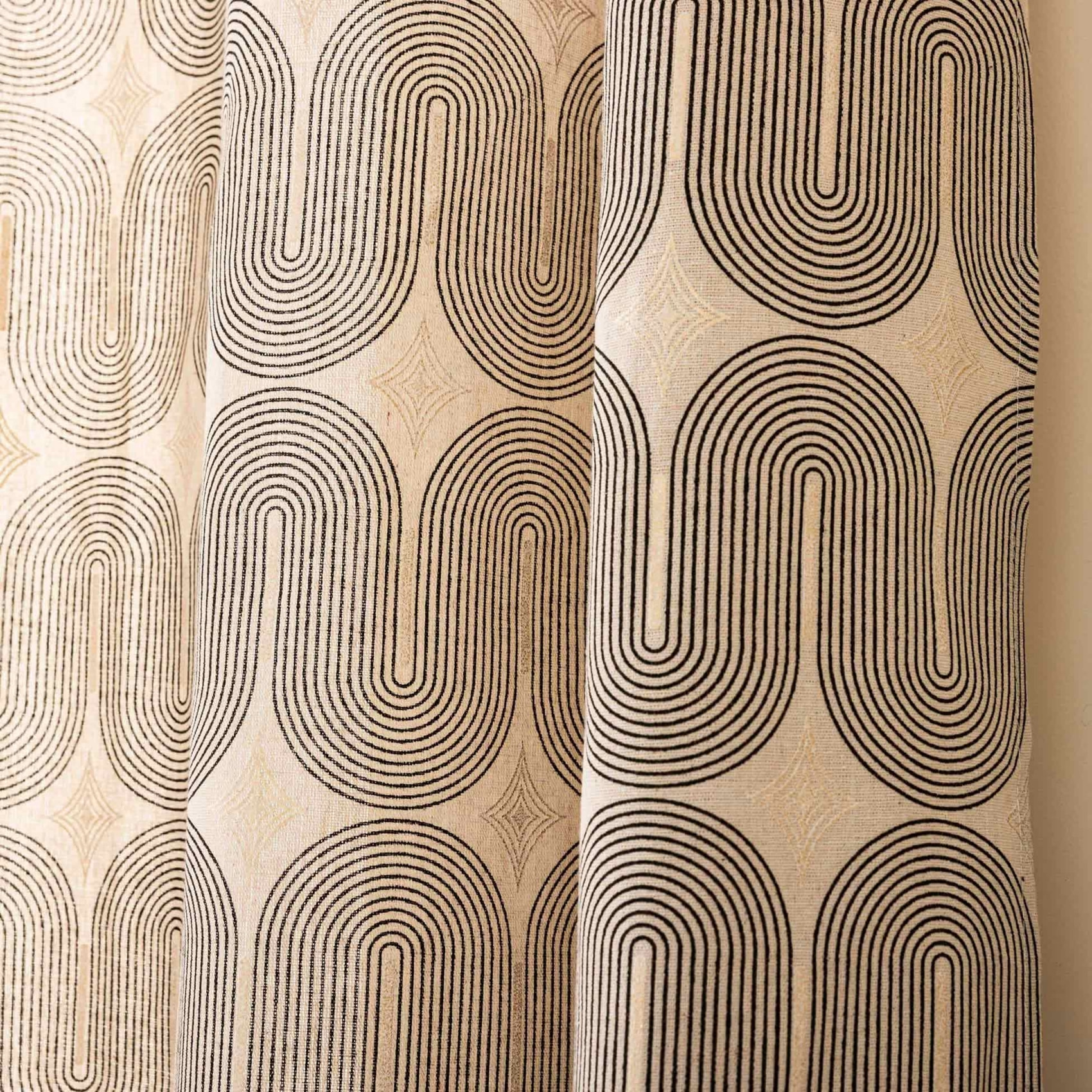 Rideau à œillets en polycoton avec motif métallisé - Noir