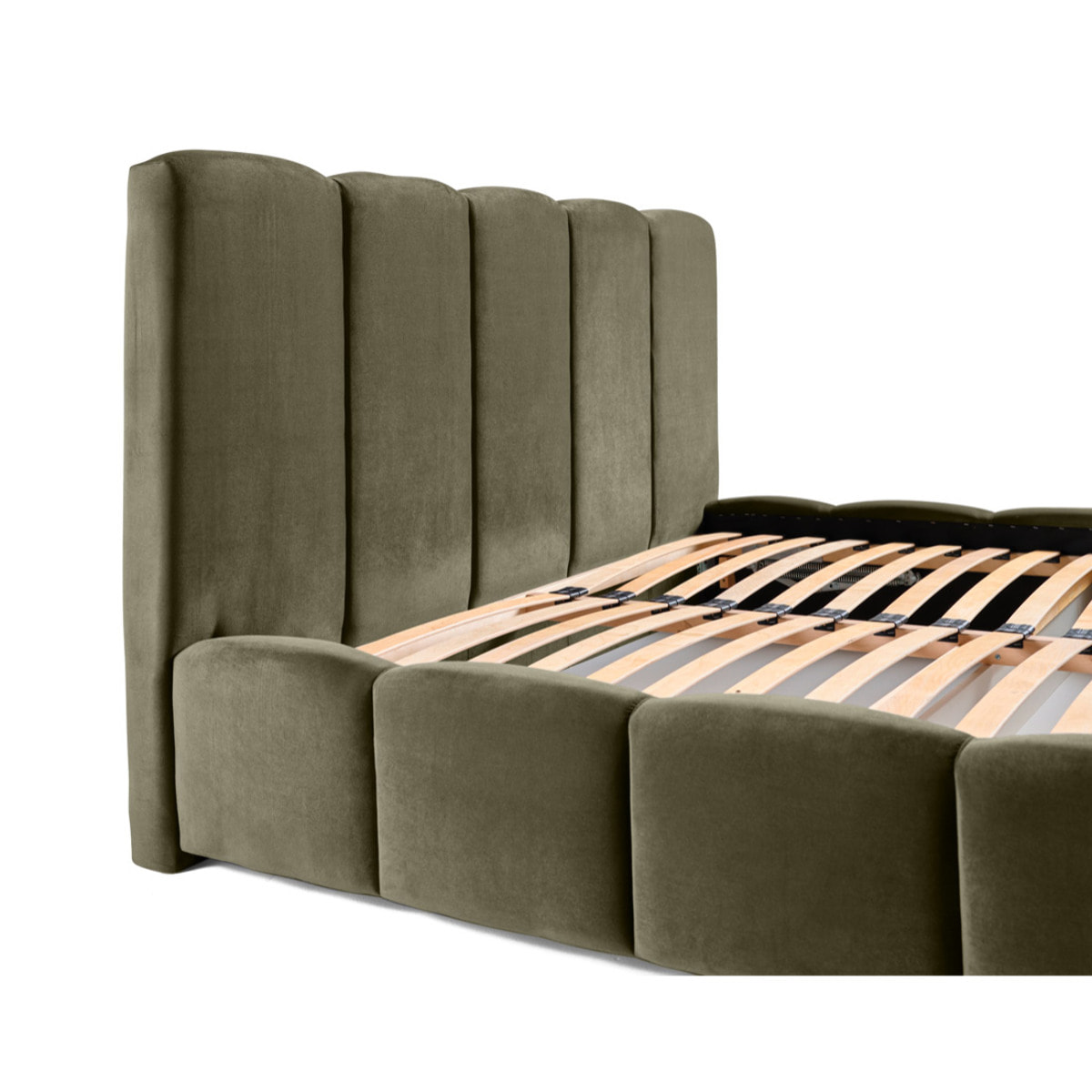 Torreon - lit coffre - 140x200 - sommier inclus - en velours - Vert