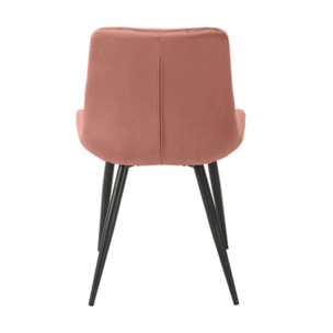 Chaise design en velours capitonné pieds métal noir - ANNA