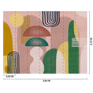 Papier peint panoramique Lava Lamp Rose & Menthe Intissé