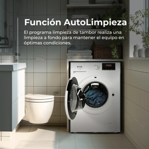EVVO Lavadora 7 kg Terra N7, 1400 rpm, Clase A, Motor inverter eDRIVE, 16 programas, Lavado 15', Inicio diferido, Blanco