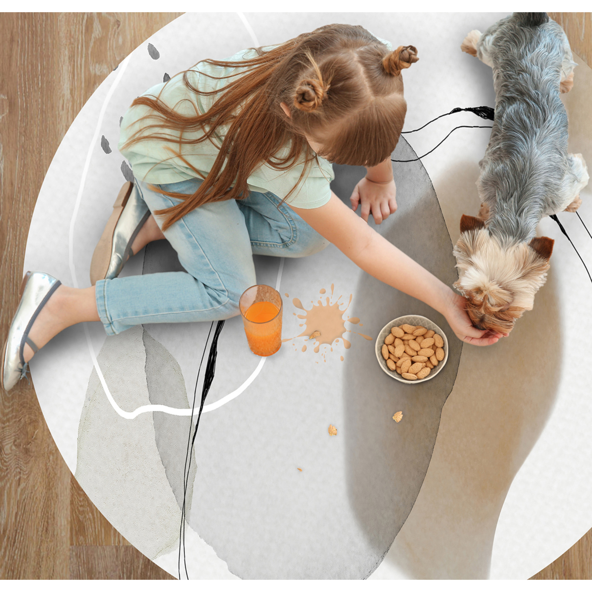 Alfombra de vinilo CERAMIKO, Nadia, diseño moderno [Diam] 180 cm