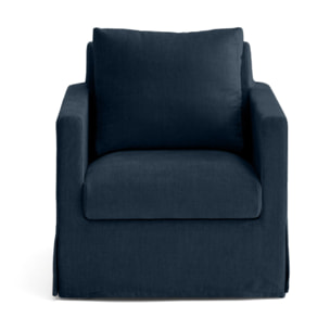 Serena - fauteuil déhoussable en velours - Bleu