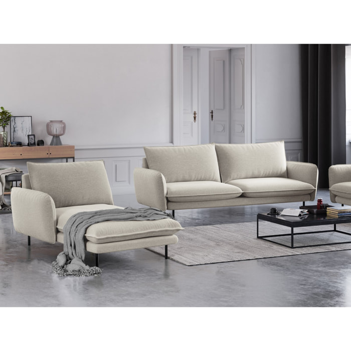 Méridienne gauche "Vienna" en tissu structurel beige clair
