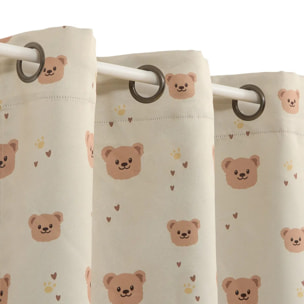 Rideau occultant enfant Billie 140x260cm beige motif oursons