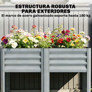 Huerto Urbano Elevado con Estante Inferior, Mesa de Cultivo de Metal Galvanizado con Forro y Guantes, para Cultivo, Plantas y Flores, 120x55x80 cm, Gris Plateado