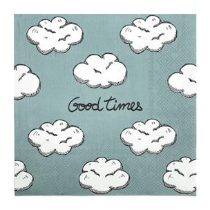 Lot de 20 serviettes en papier motif nuages - Bleu