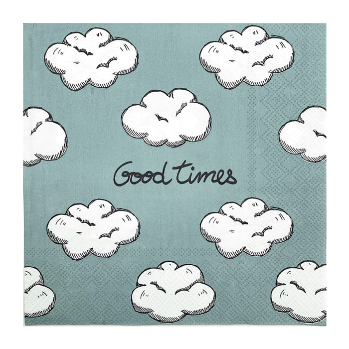 Lot de 20 serviettes en papier motif nuages - Bleu
