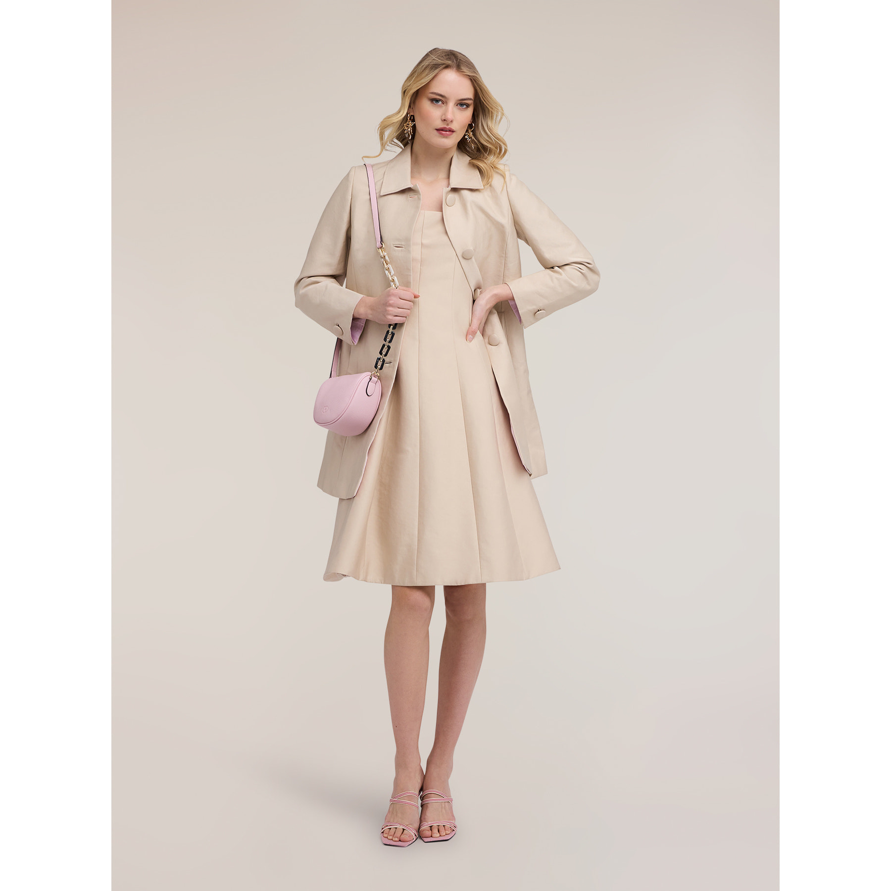 Motivi - Cappotto in raso di cotone - Beige