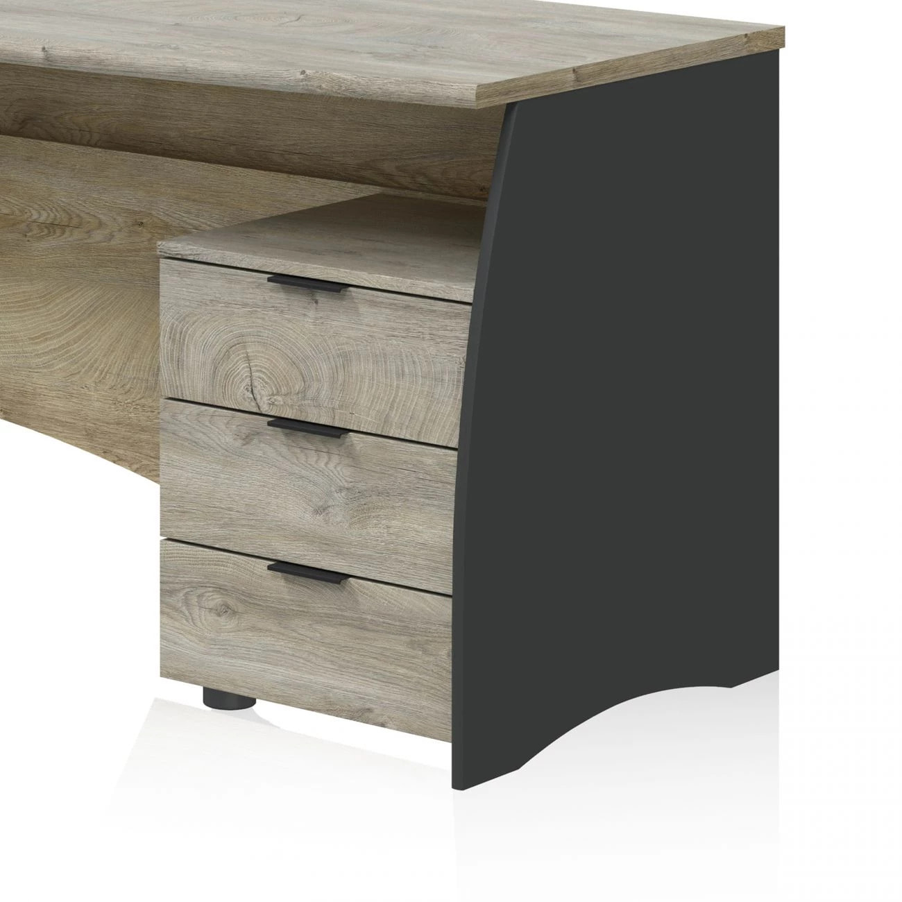 Mesa de escritorio Elan 3 cajones Roble Alaska - Gris Antracita