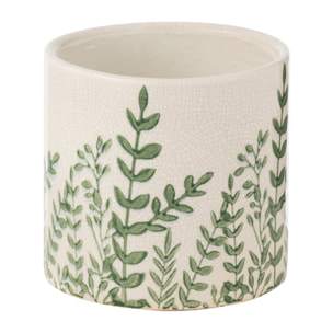 J-Line vase Ferny Rond - céramique- vert/blanc - large -  Ø 15 cm