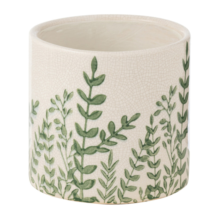 J-Line vase Ferny Rond - céramique- vert/blanc - large -  Ø 15 cm